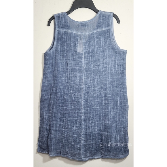 ANTHROPOLOGIE Tina + Jo Sleeveless Pullover Tunic, Side Slits, Lightweight Gauzy - Picture 3 of 8